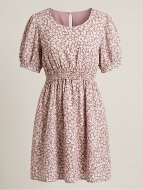 OTT Mauve Floral Puff Sleeve Midi Dress Coquette Soft Girl Cottagecore Small